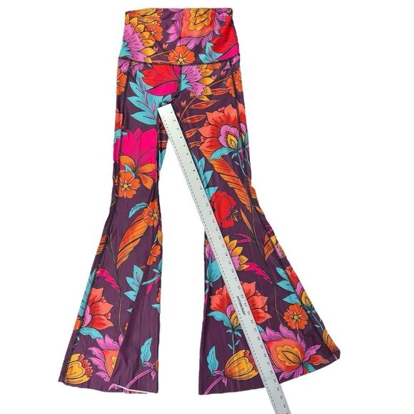 Yoga Democracy Original Bell Bottoms Indie Flow Maroon Orange Floral Size Small - Picture 5 of 10